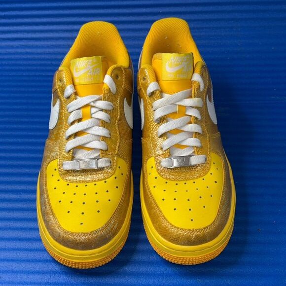 Size 7.5- Nike Air Force 1 AF1 DEL SOL Yellow Gold Shoes Sneakers 315115-714 - Picture 4 of 8